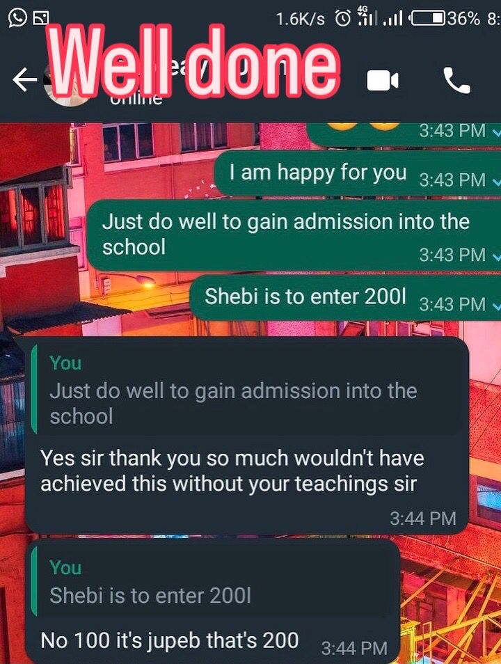 UTME score 240 screenshot